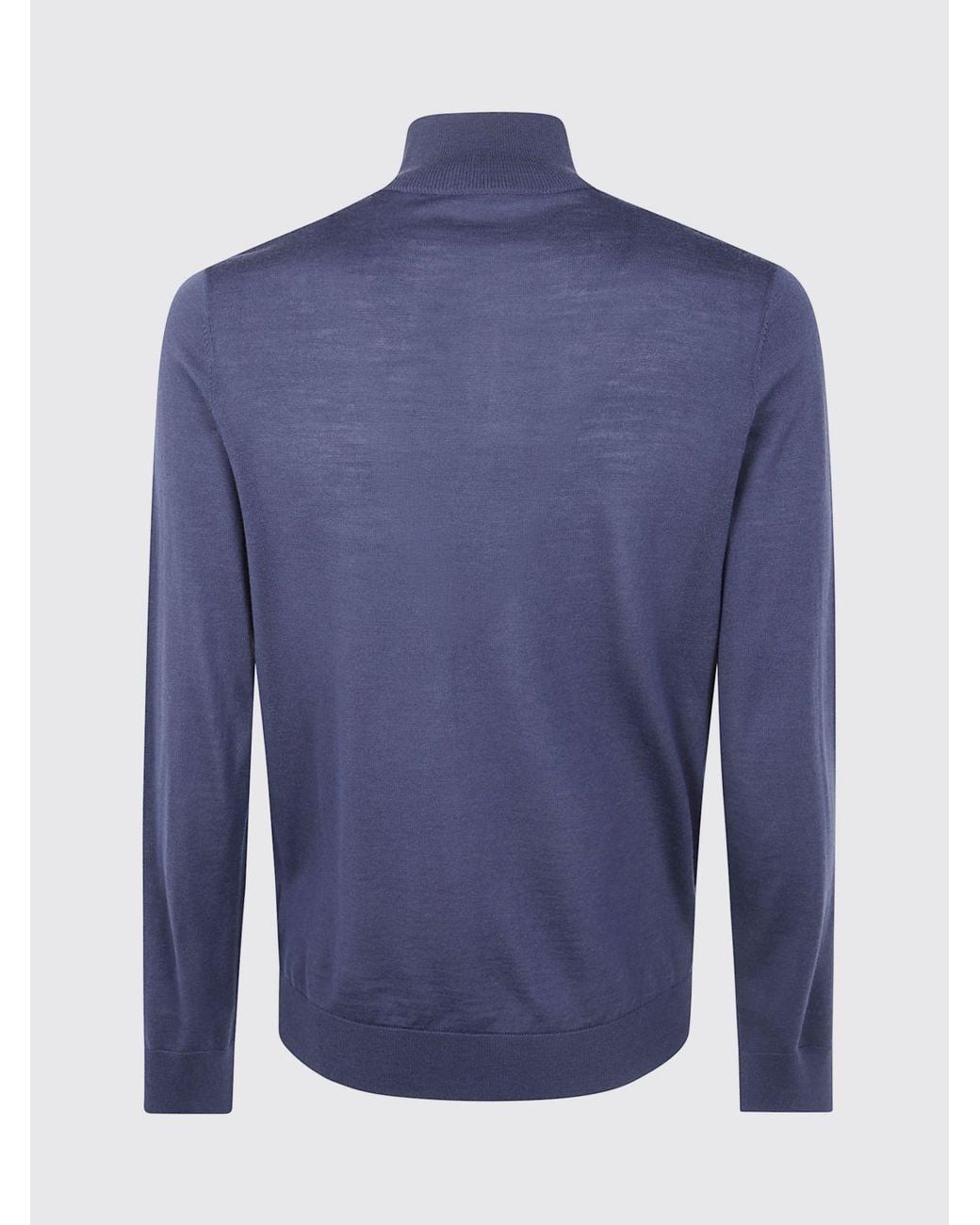 Paul Smith Blue Slim Fit Merino Wool Zip-Up Roll Neck Cardigan for men