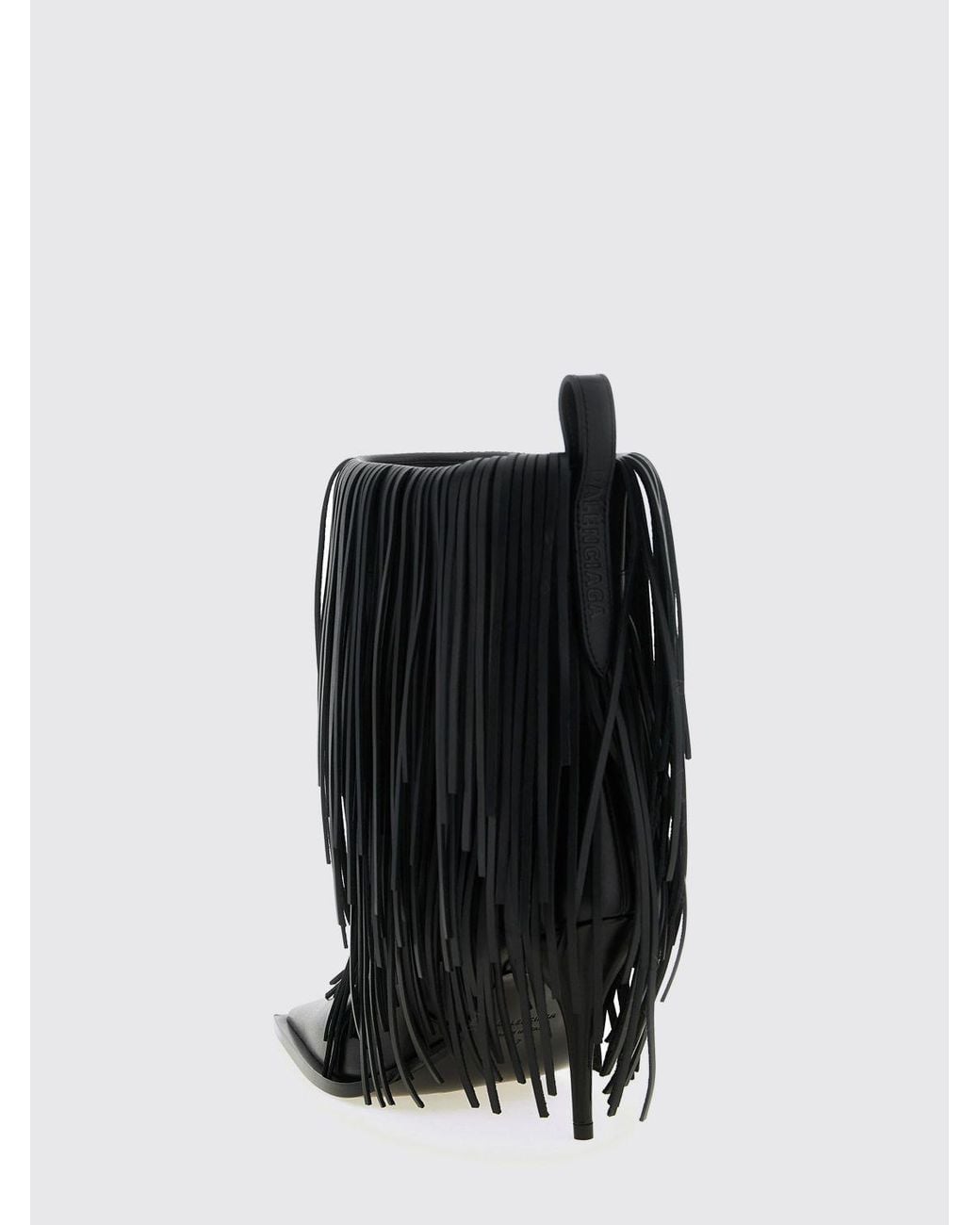 Balenciaga Black Avenue Leather Ankle Boots With Fringes