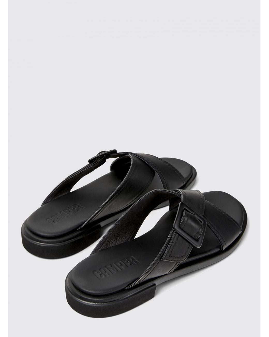 Camper Black Leather Buckle Sandals Casual Comfort