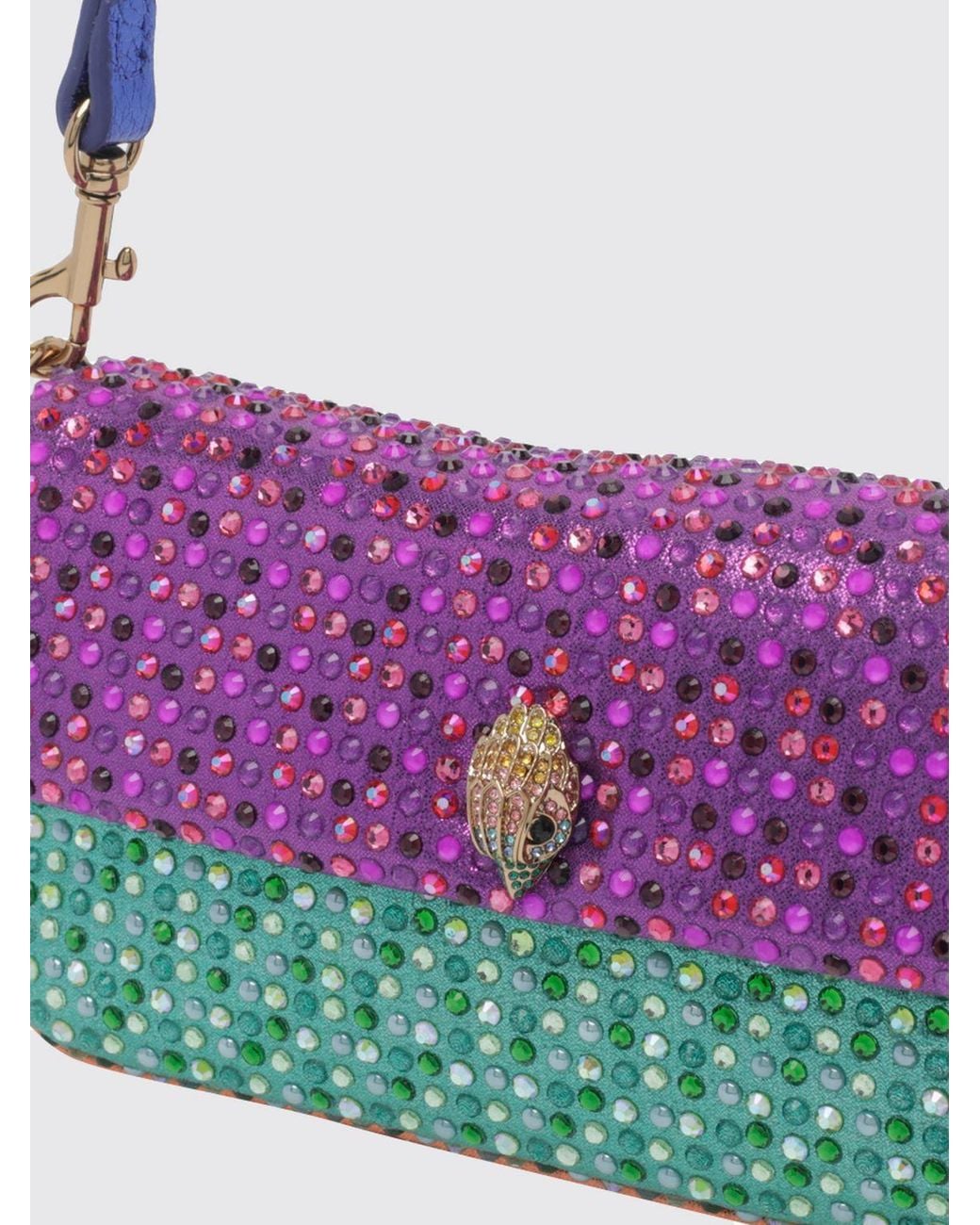Kurt Geiger Purple Pickle Crystal And Rhinestone Embellished Polyester Shoulder Bag