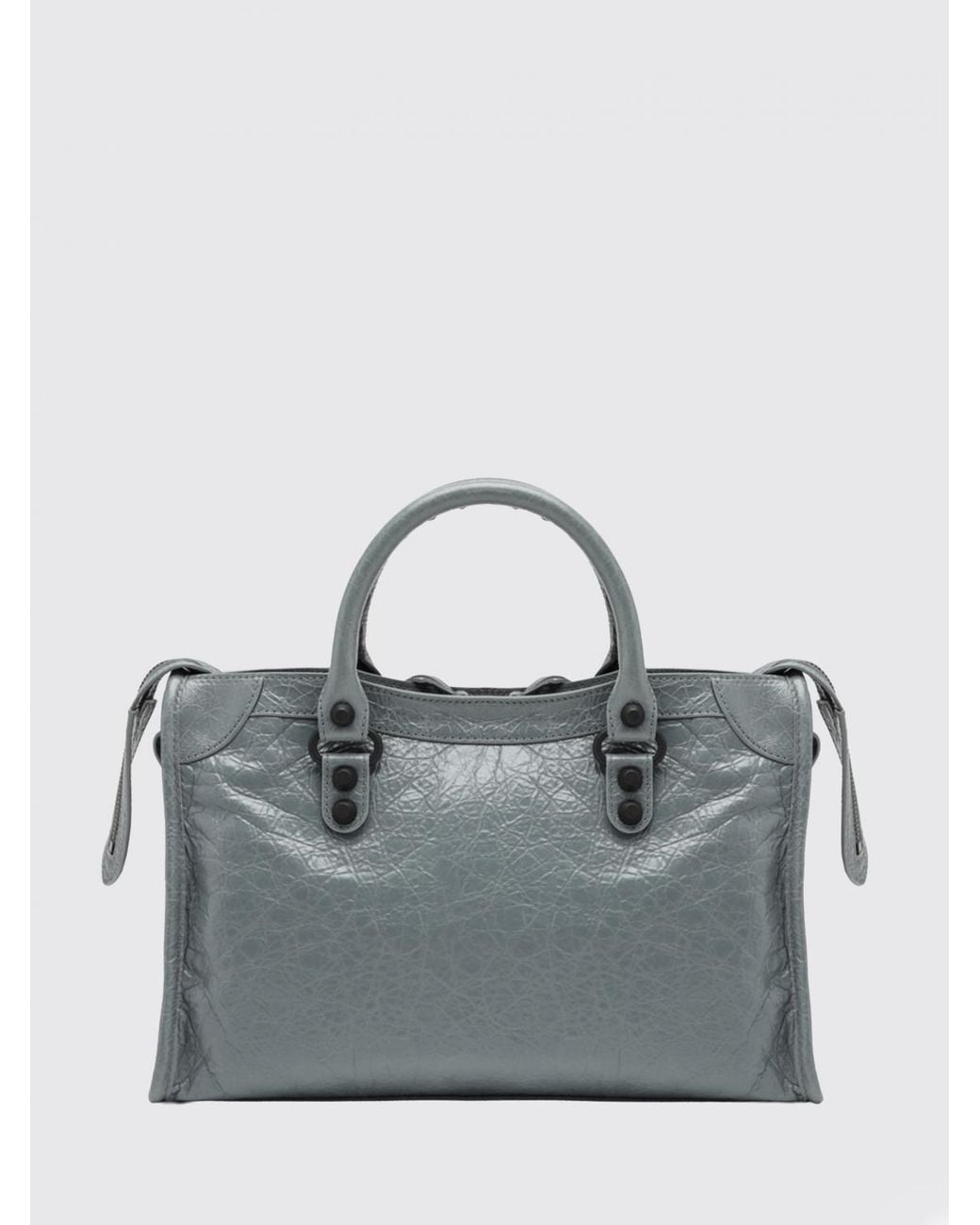 Balenciaga Gray Le City Small Arena Lambskin Handbag With Studs
