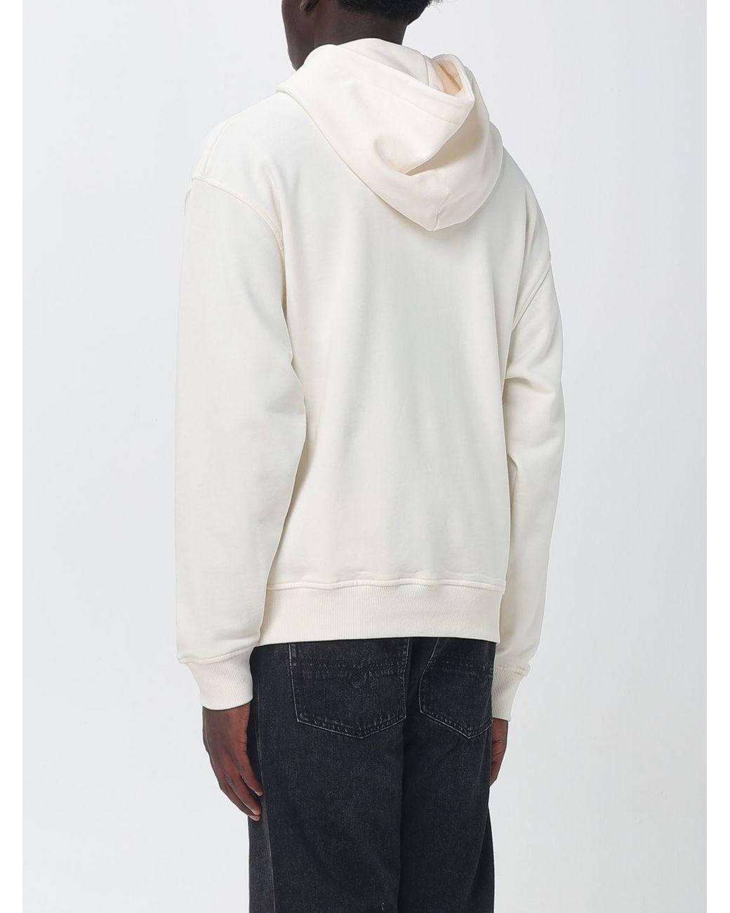Palm Angels White Cotton Hoodie With Contrasting Logo for men