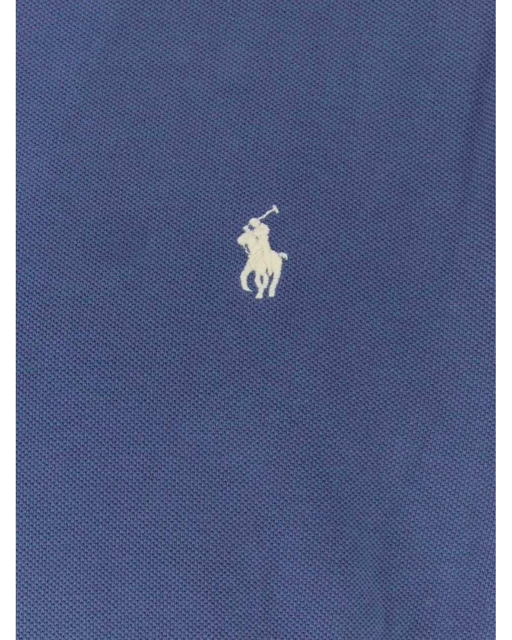 Polo Ralph Lauren Blue Short-Sleeved Cotton Polo Shirt With Embroidered Pony Logo for men
