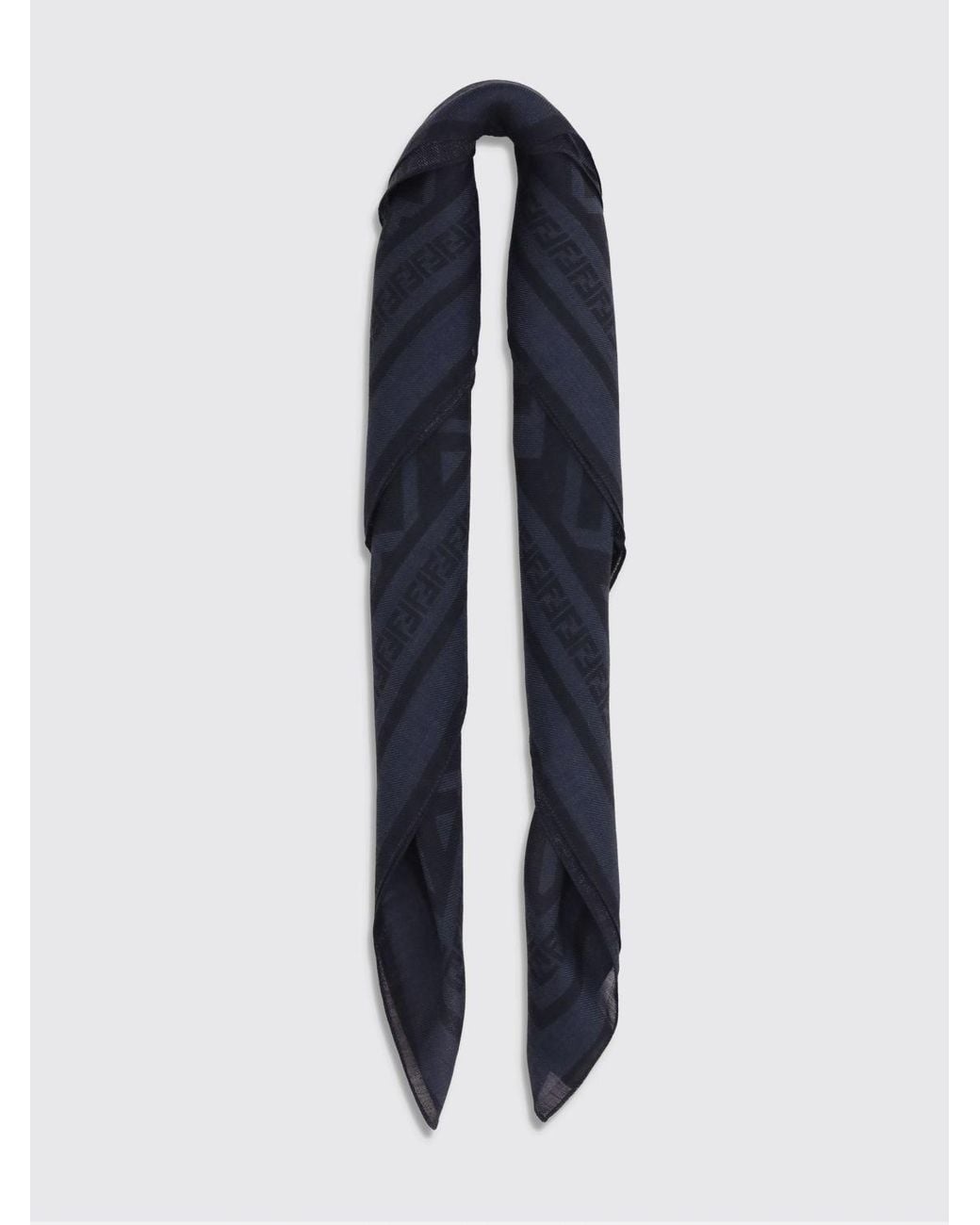 Fendi Blue Ff Wool And Silk Scarf for men