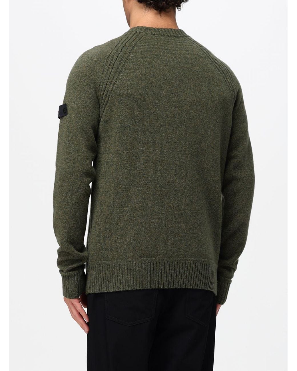 Peuterey Green Crewneck Pure Wool Jumper With Applied Logo for men