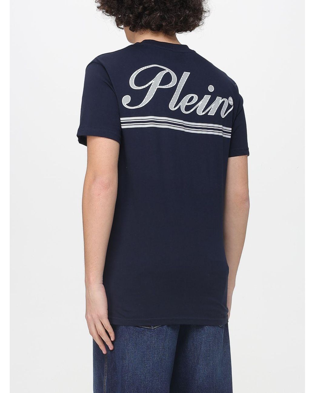 Philipp Plein Blue Cotton T-Shirt With Logo for men