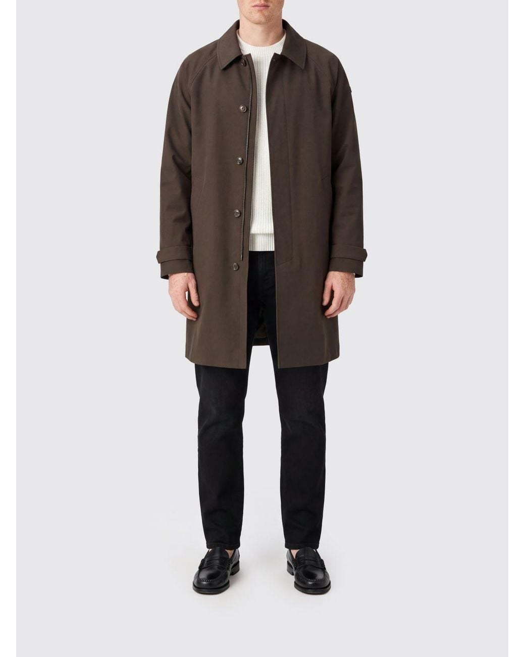 DUNO Gray Knee-Length Polyester Trench Coat With Belted Cuffs for men