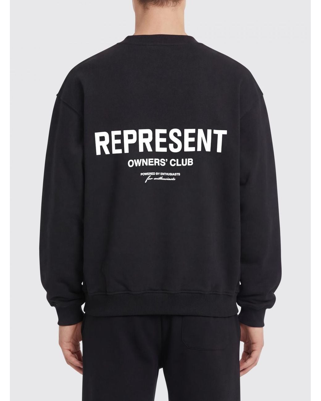 Represent Blue Cotton Crewneck Sweatshirt With Logo for men