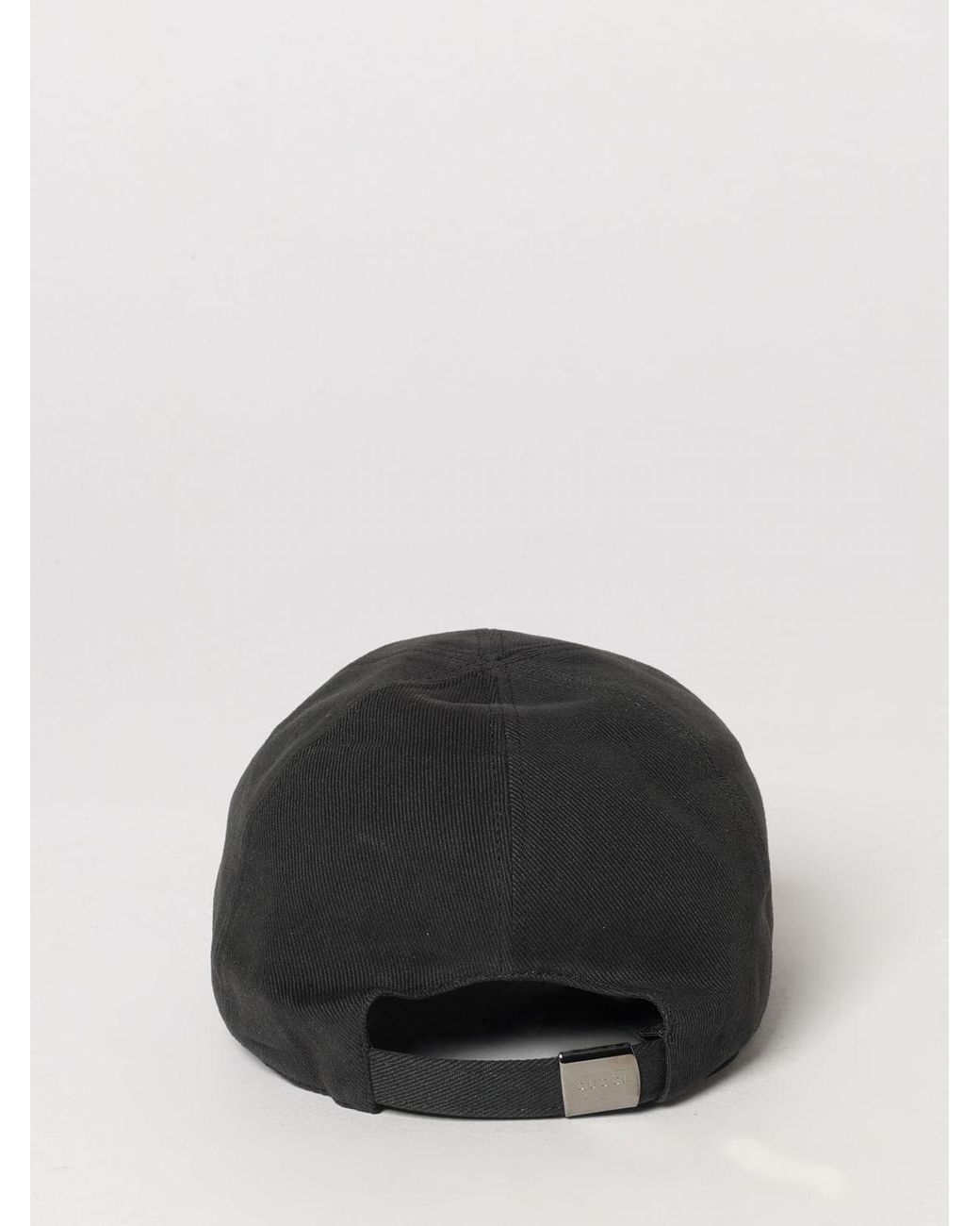 Gucci Black Striped Cotton Baseball Cap With Embroidered Logo for men