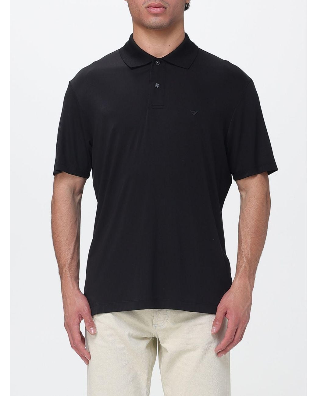 Emporio Armani Black Short Sleeves Buttoned Polo for men