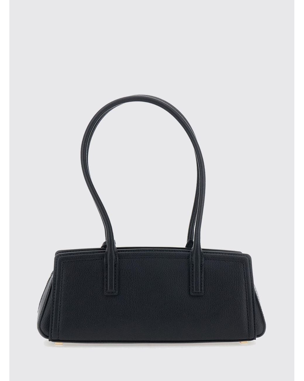 Michael Kors Black Laila Grained Leather Shoulder Bag With Double Handle And Logo Charm