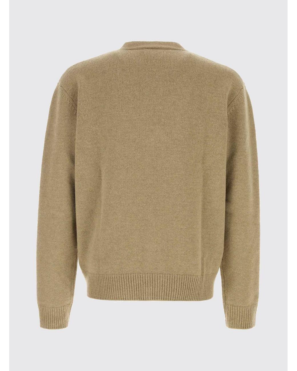 A.P.C. Natural V-Neck Pure Wool Cardigan With Contrast Logo for men