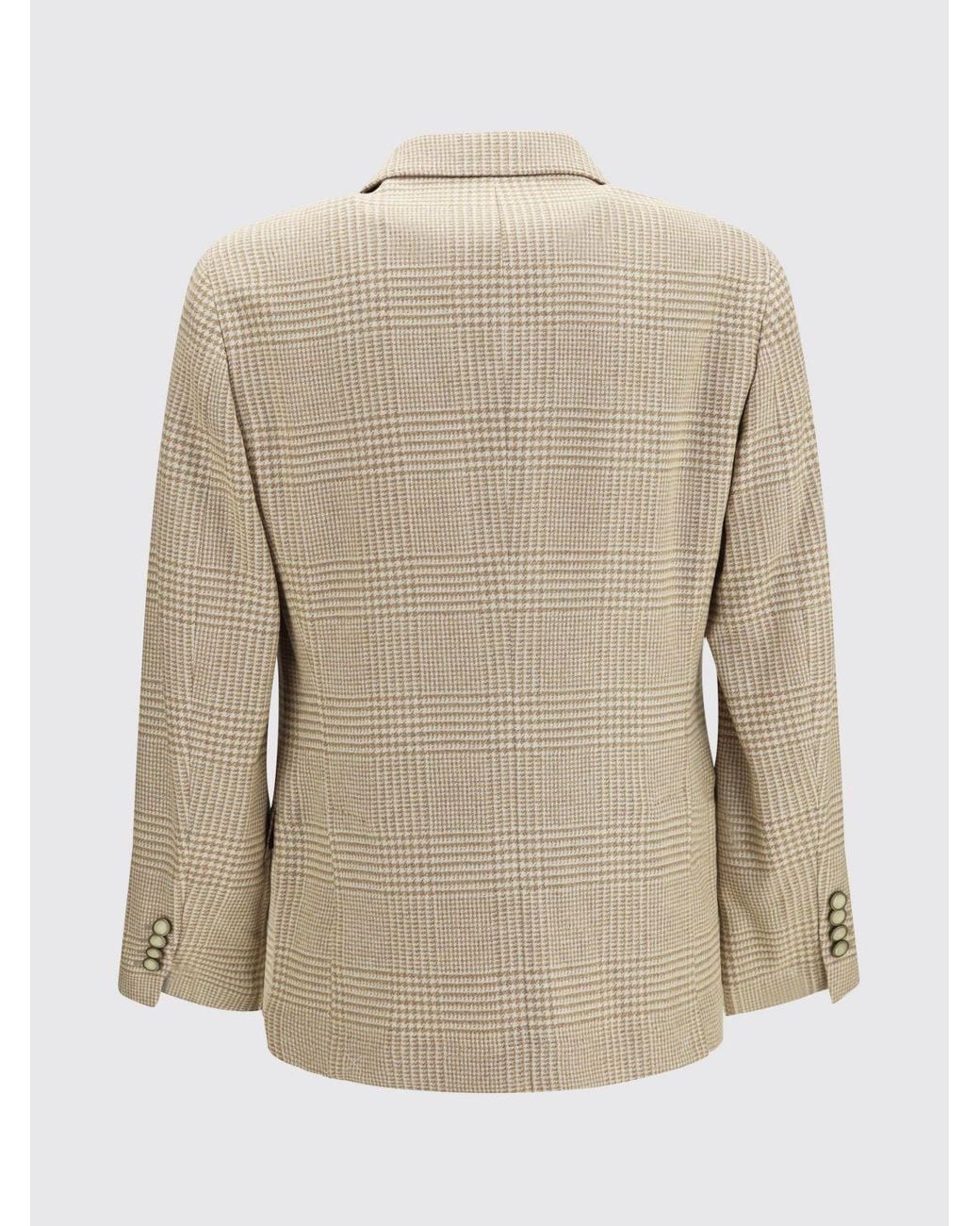 Brunello Cucinelli Natural Prince Of Wales Single-Breasted Blazer for men