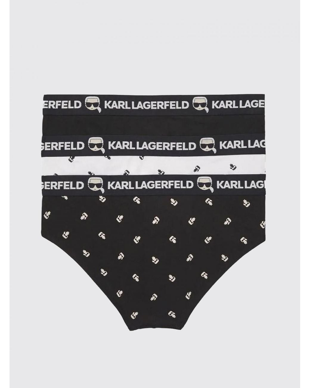 Karl Lagerfeld Black Two-Pack Of Stretch Cotton Briefs With Logo Waistband for men