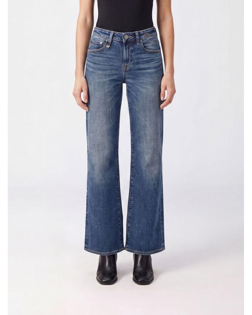 R13 Blue Effie High-Waisted Straight-Leg Cotton Denim Jeans