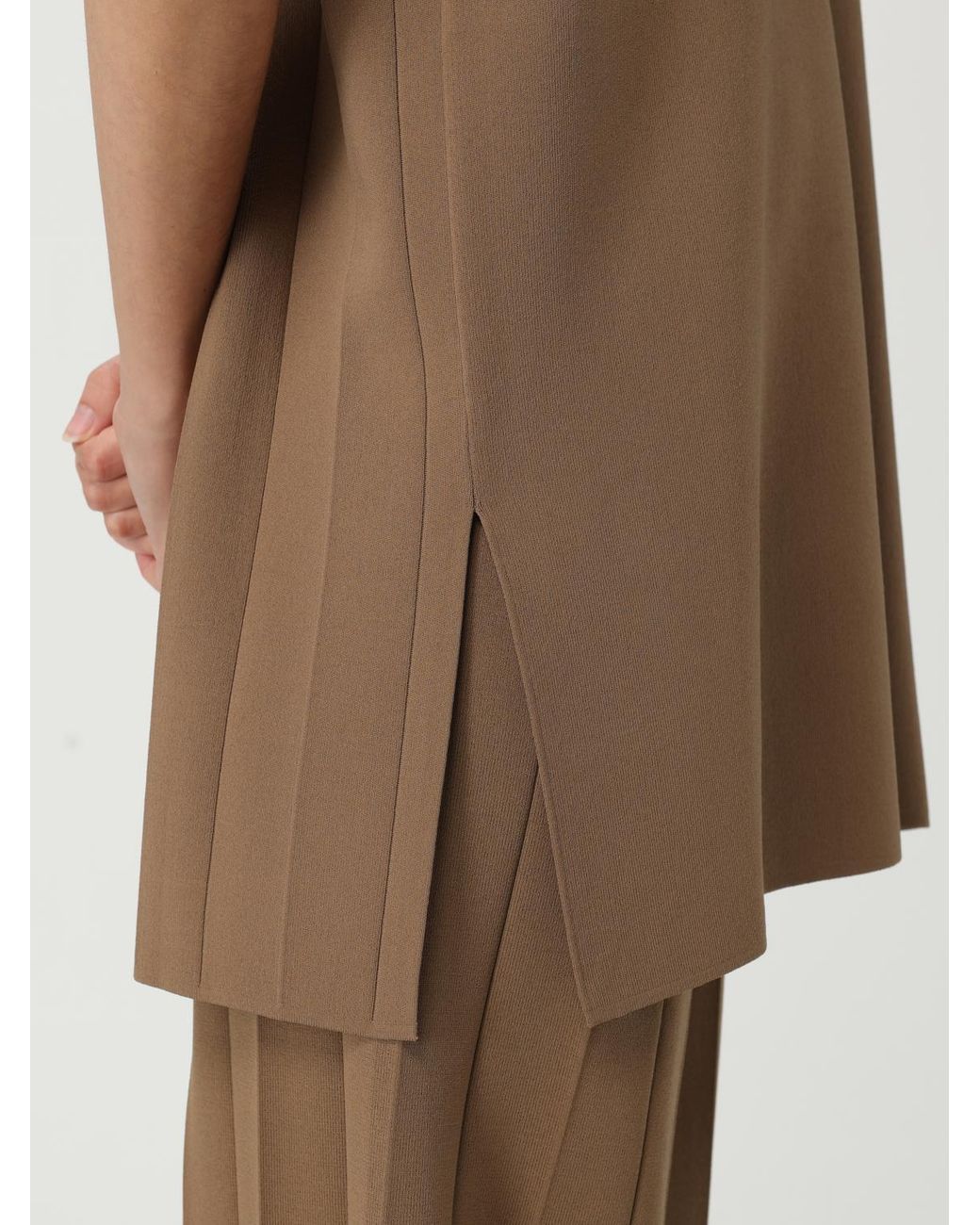 Max Mara Brown Elegant Short Sleeve Top With Tie Closure Detail