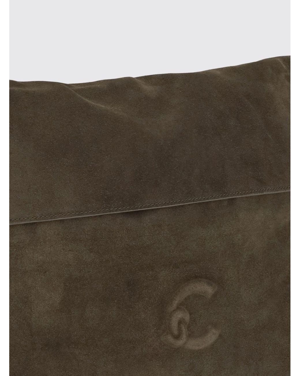 Coccinelle Brown Lidia Suede Shoulder Bag With Removable Strap And Embossed Logo