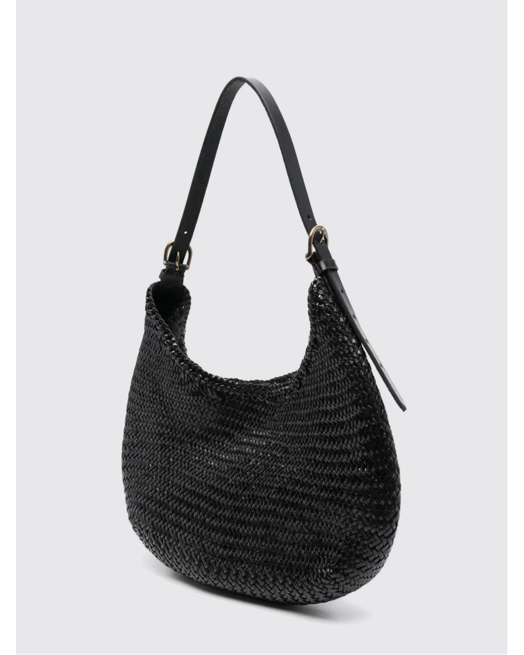 Dragon Diffusion Black Mezza Luna Woven Leather Bag