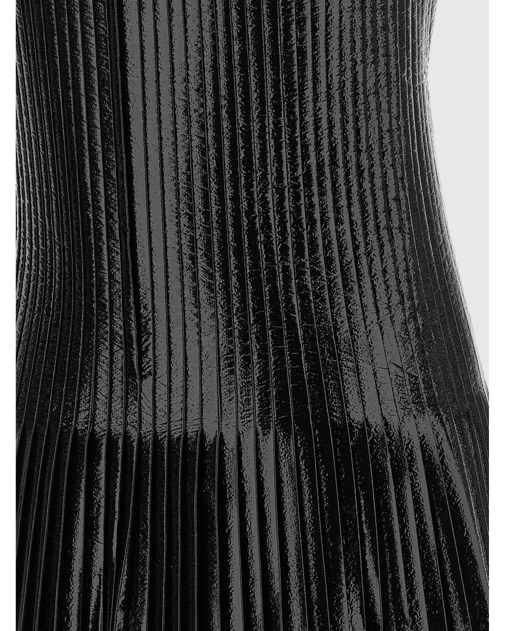 Courreges Black CourrÈ Ges A-Line Vinyl Mini Dress With Pleated Design
