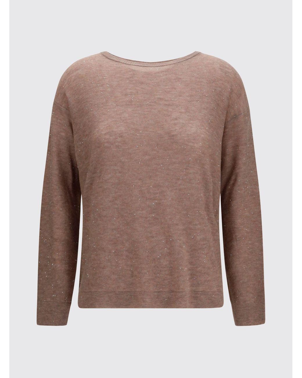 Fabiana Filippi Brown Wool Blend Crewneck Jumper With Sequin Appliqué