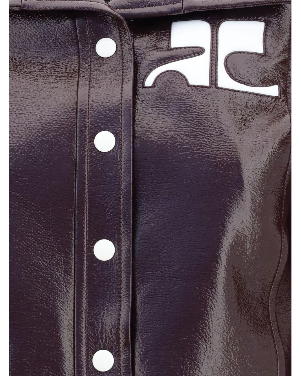 Courreges Red Courr&Egrave	Ges Cropped Slim Fit College-Style Leather-Effect Jacket With Contrast Logo