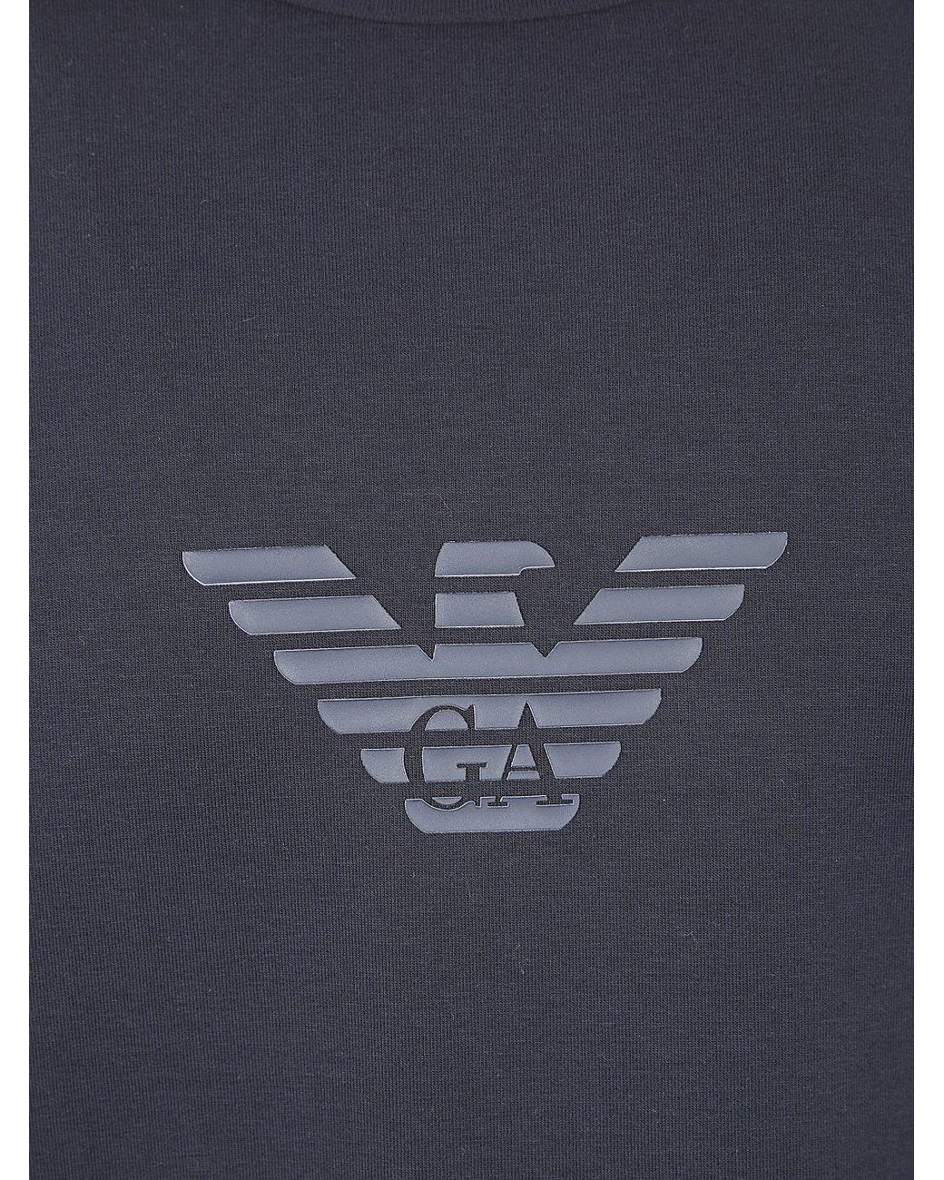 Emporio Armani Blue Crew Neck Sweatshirt With Logo for men