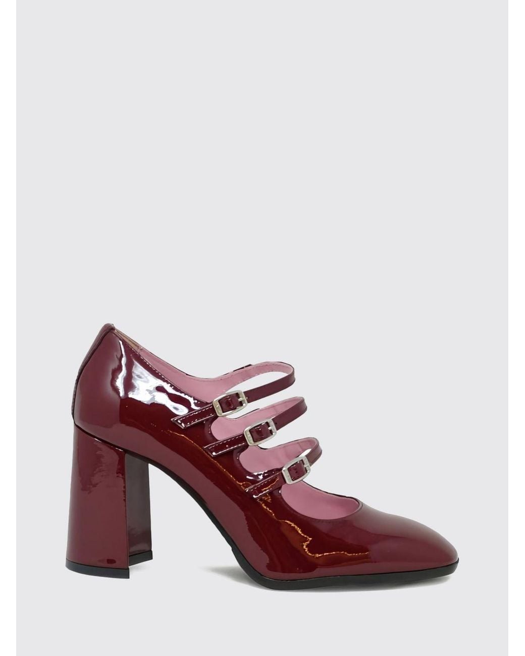 CAREL PARIS Purple Keel Patent Leather Mary Jane Pumps With High Heel
