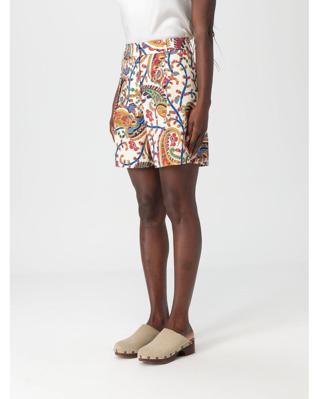 Etro White Cotton Paisley Shorts