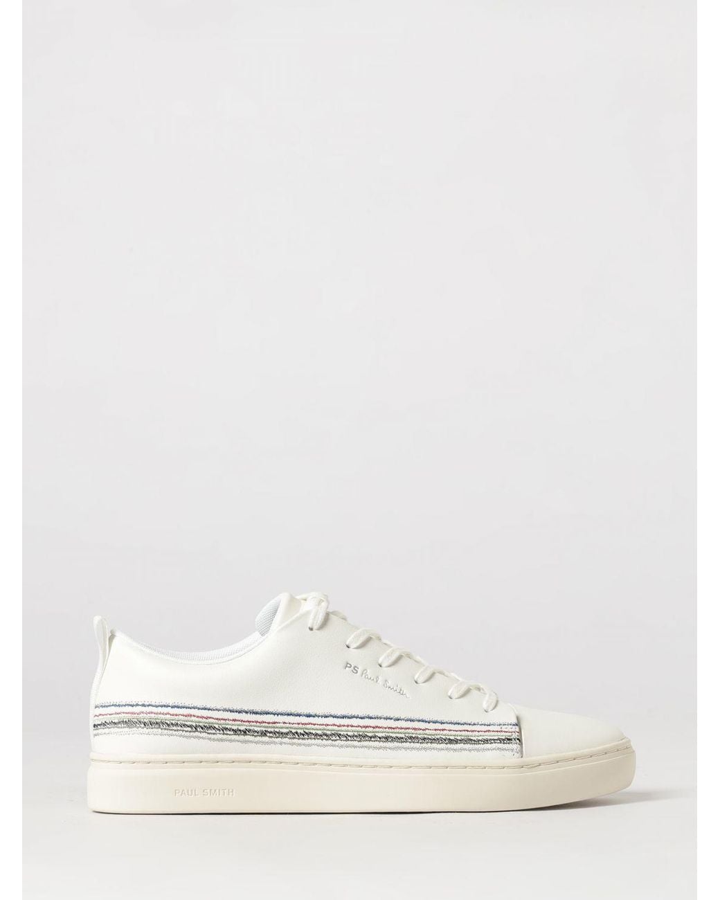 Paul Smith Natural Calfskin Low-Top Sneakers With Side Stripe Detail for men
