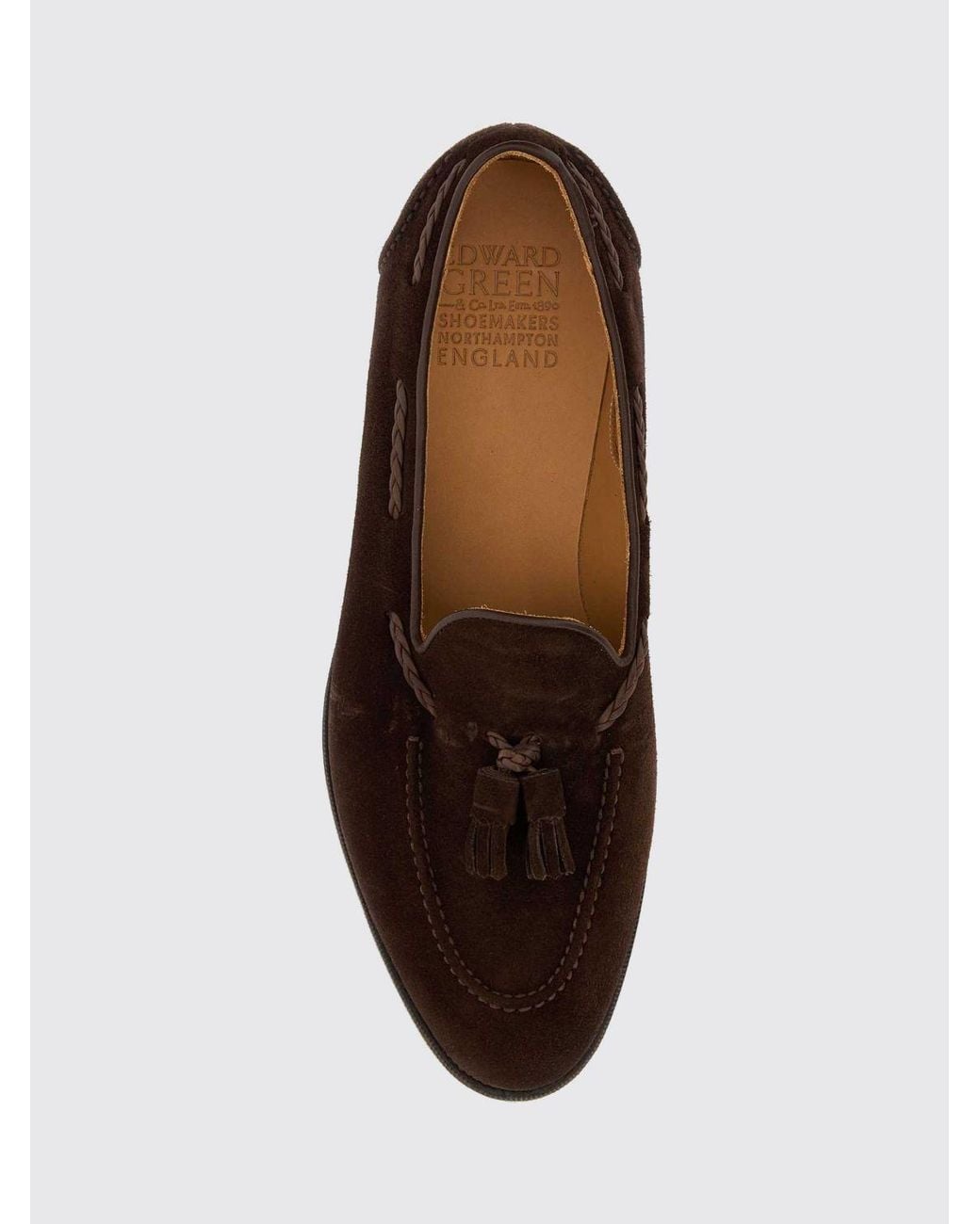 Edward Green White Belgravia Suede Loafers With Tassels for men