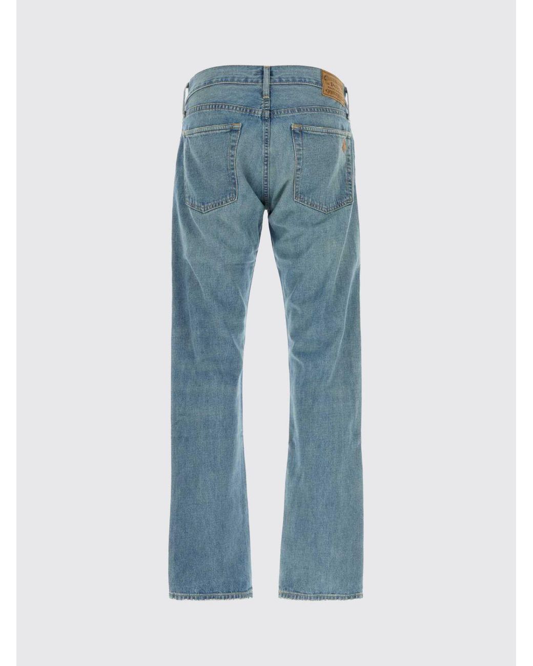 Polo Ralph Lauren Blue Straight Fit Cotton Denim Jeans With Embroidered Pony Logo for men
