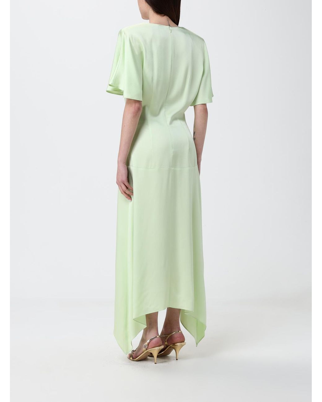 Stella McCartney Green Asymmetric Satin Dress