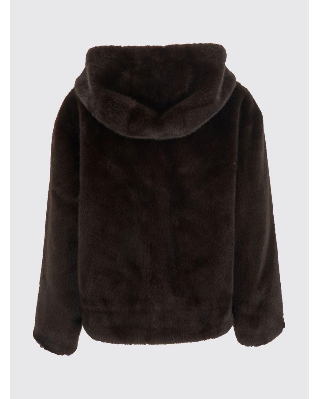 Ba&sh Black Organic Cotton Faux-Fur Jacket With Zip Closure