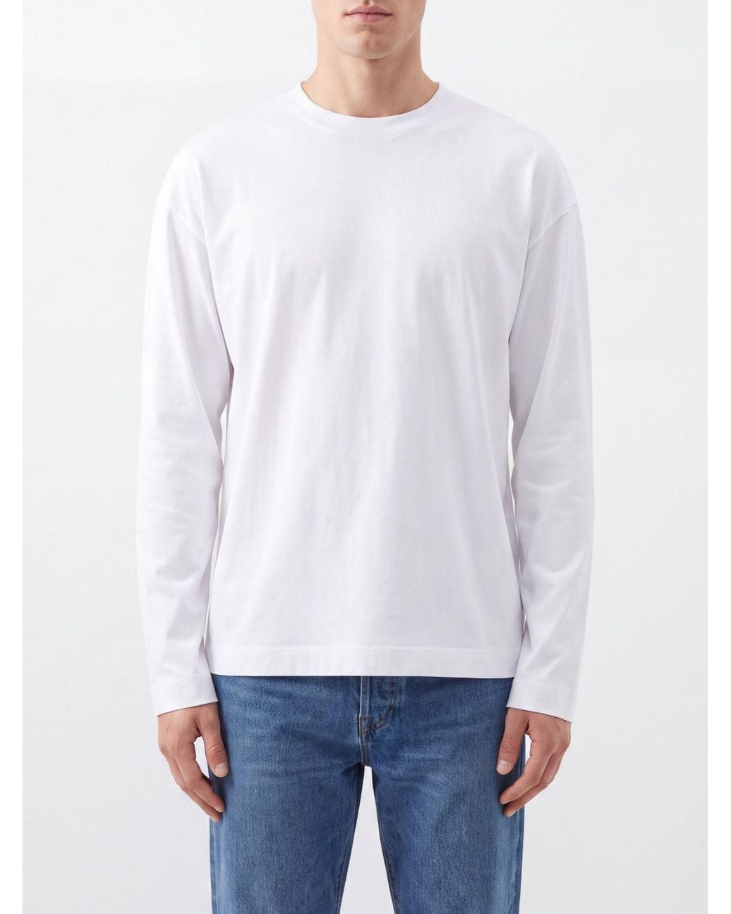 Dries Van Noten White Relaxed Fit Long-Sleeved Cotton T-Shirt for men
