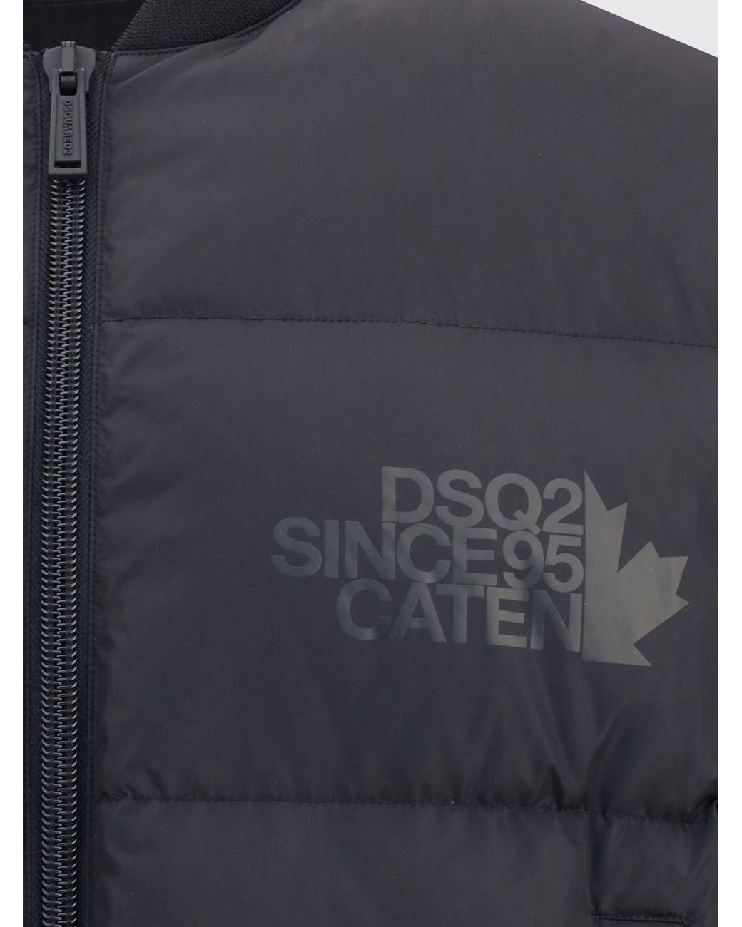 DSquared² Blue Easy Quilted Nylon Bomber Jacket With Ribbed Collar for men