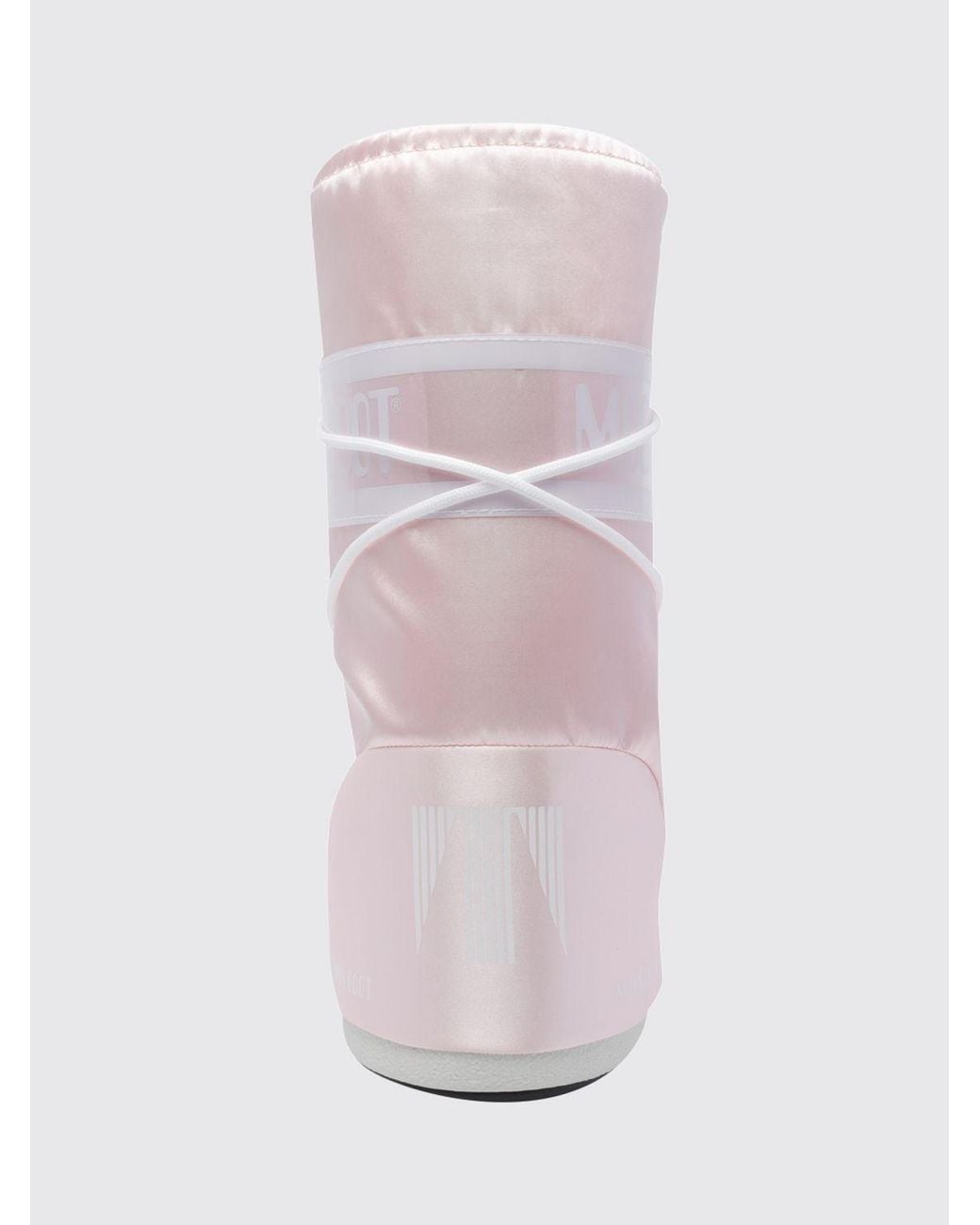 Moon Boot Pink Icon Nylon Satin Snow Boots With Printed Logo