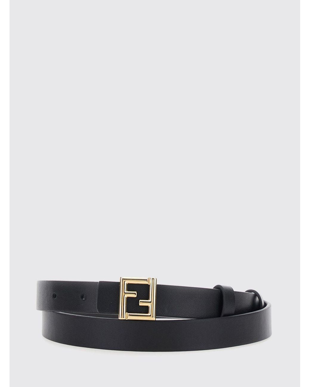 Fendi White Ff Reversible Calfskin Leather Belt With Monogram Buckle