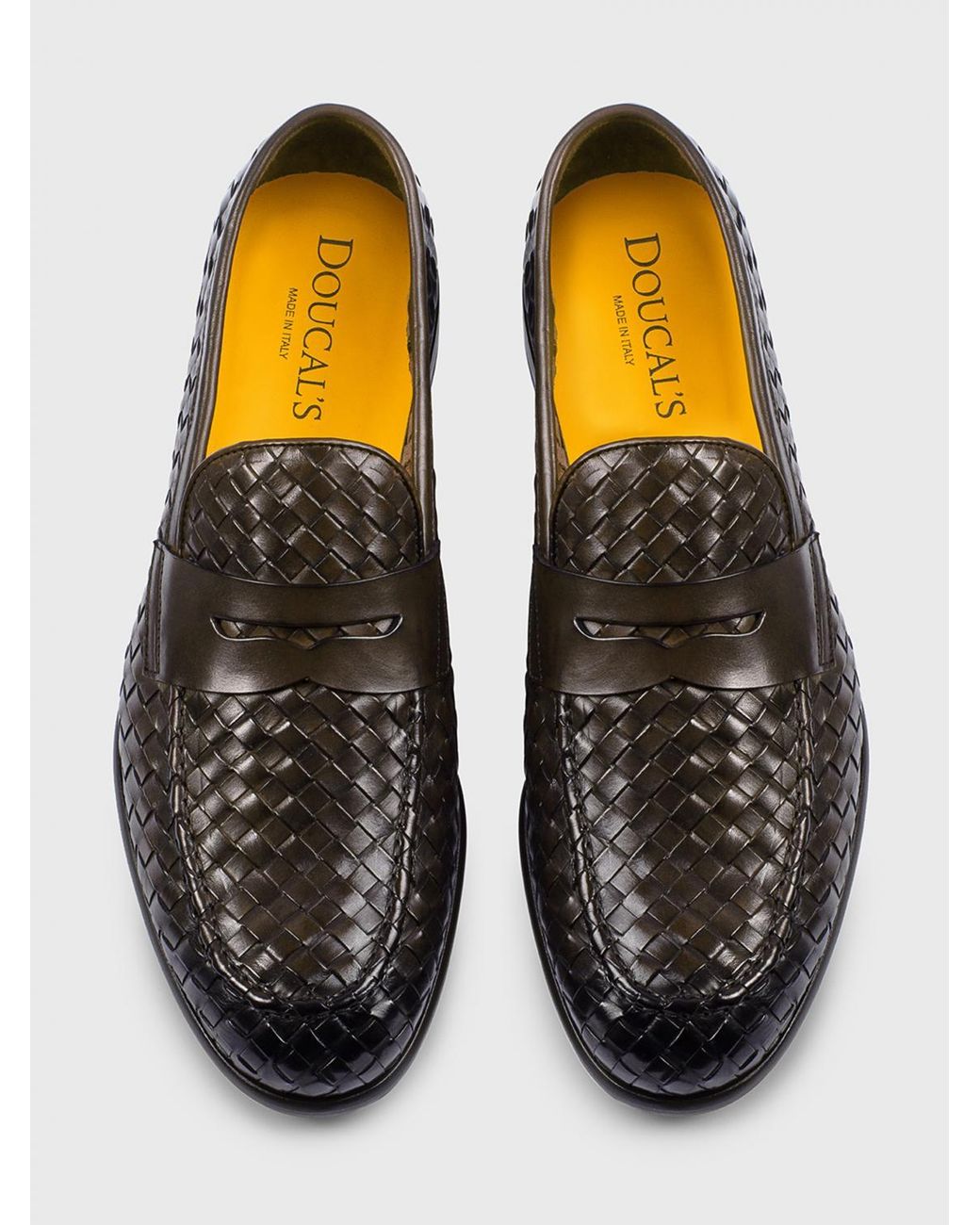 Doucal's Black Woven Leather Loafers for men