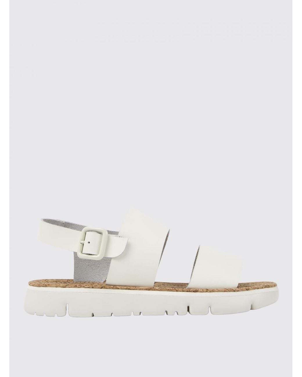 Camper White Cork Footbed Leather Sandals