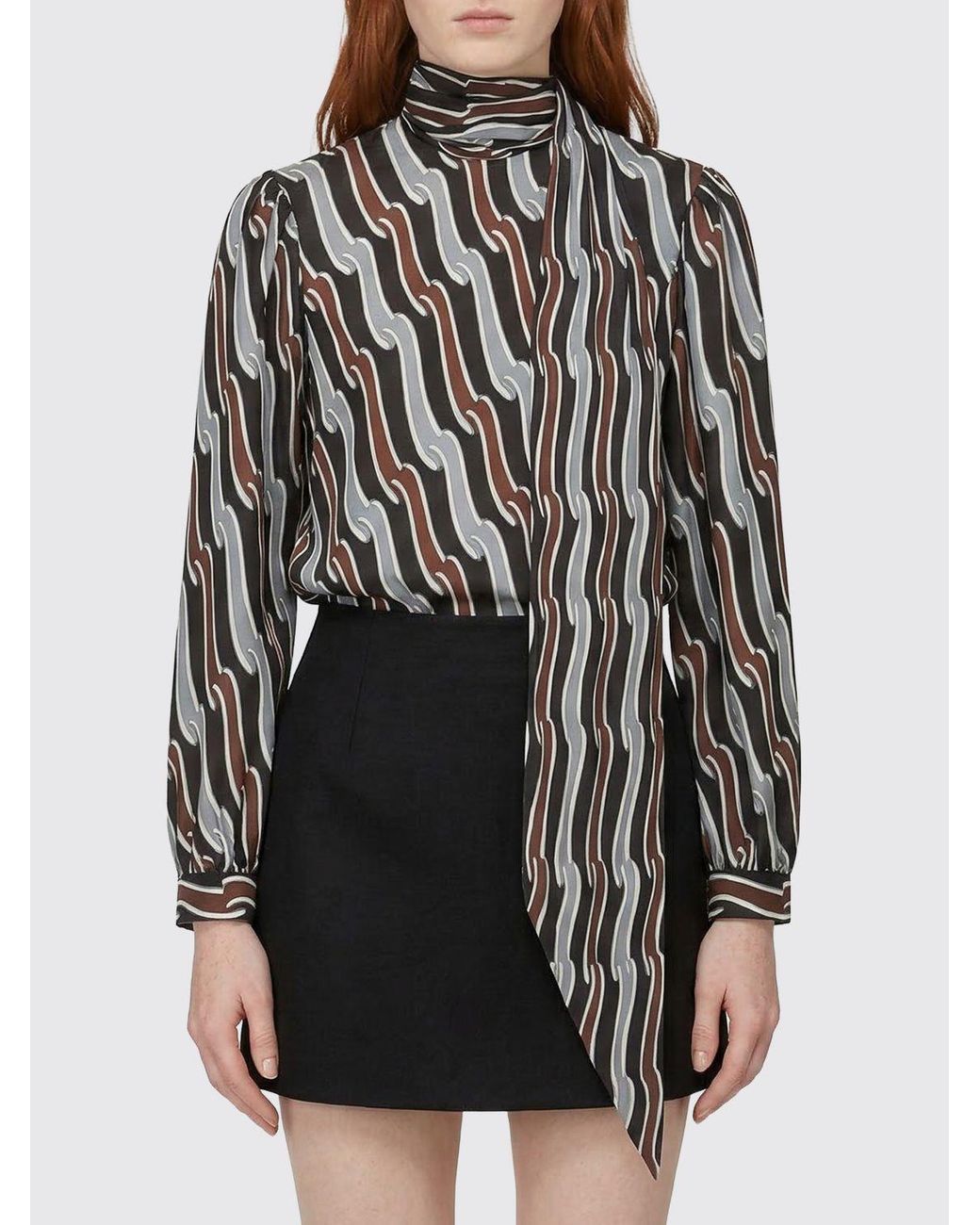 Gucci Black Silk Shirt With Graphic Print