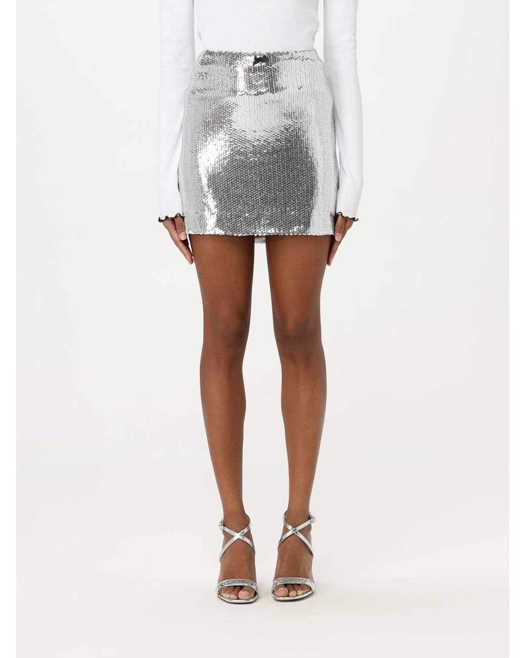 ROTATE BIRGER CHRISTENSEN White Sequin Mini Skirt Partywear