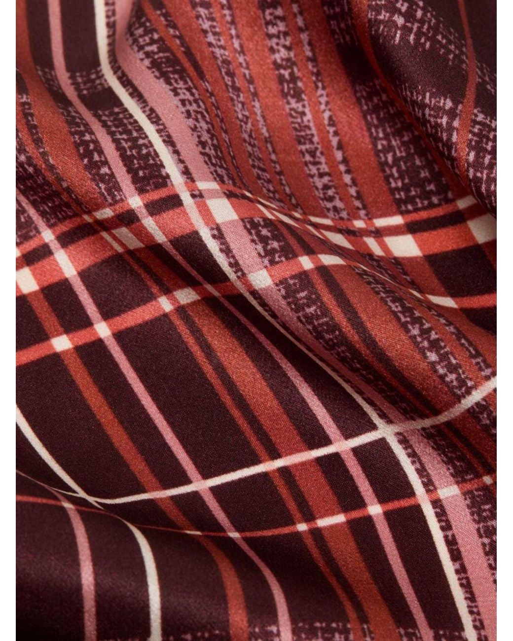 Acne Pink Dreieckiges Bandana Von Aus Bio-Seide Mit Check-Print