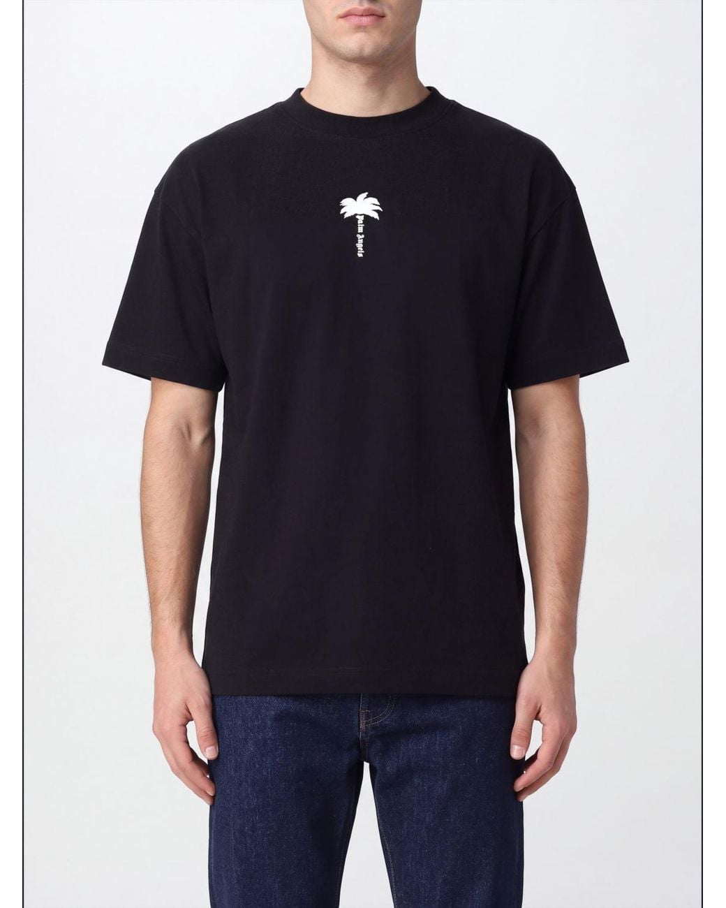 Palm Angels Black Crewneck T-Shirt for men