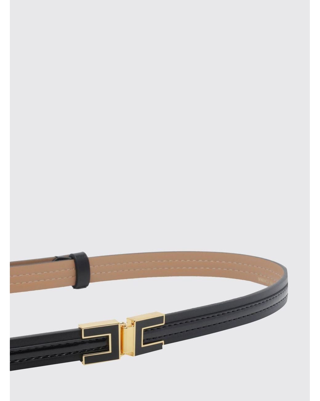 Elisabetta Franchi White Calf Leather Belt With Enameled Monogram Buckle
