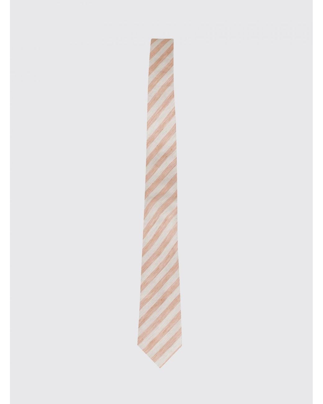 Tagliatore White Regimental Linen And Silk Tie for men