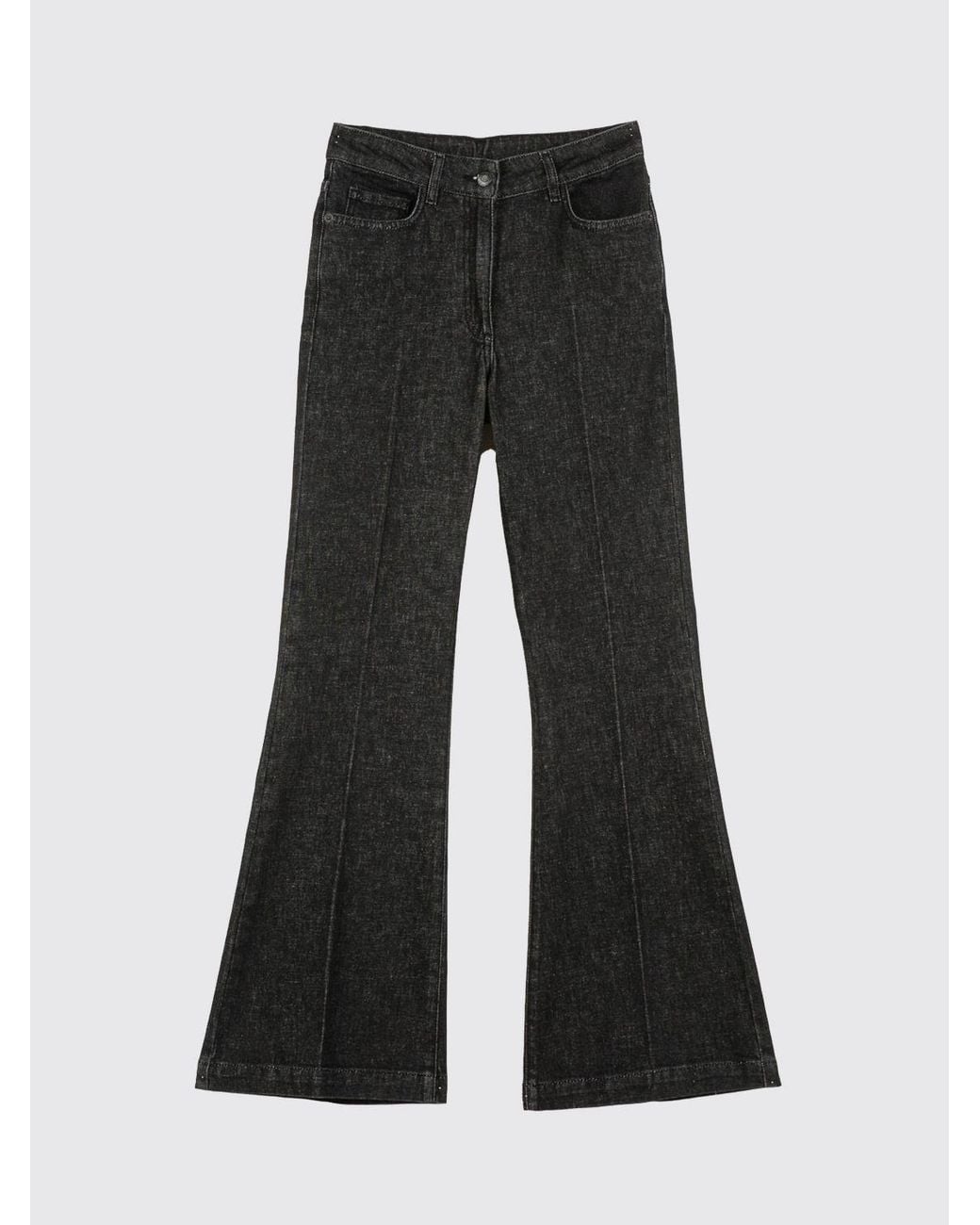 Twinset Black Mid-Rise Flared Cotton Denim Jeans