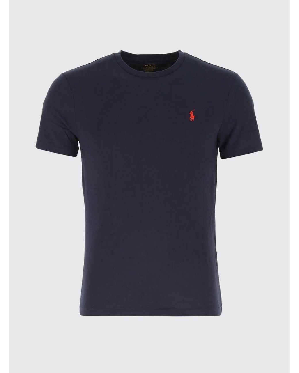 Polo Ralph Lauren Blue Crewneck Cotton T-Shirt With Embroidered Pony Logo for men
