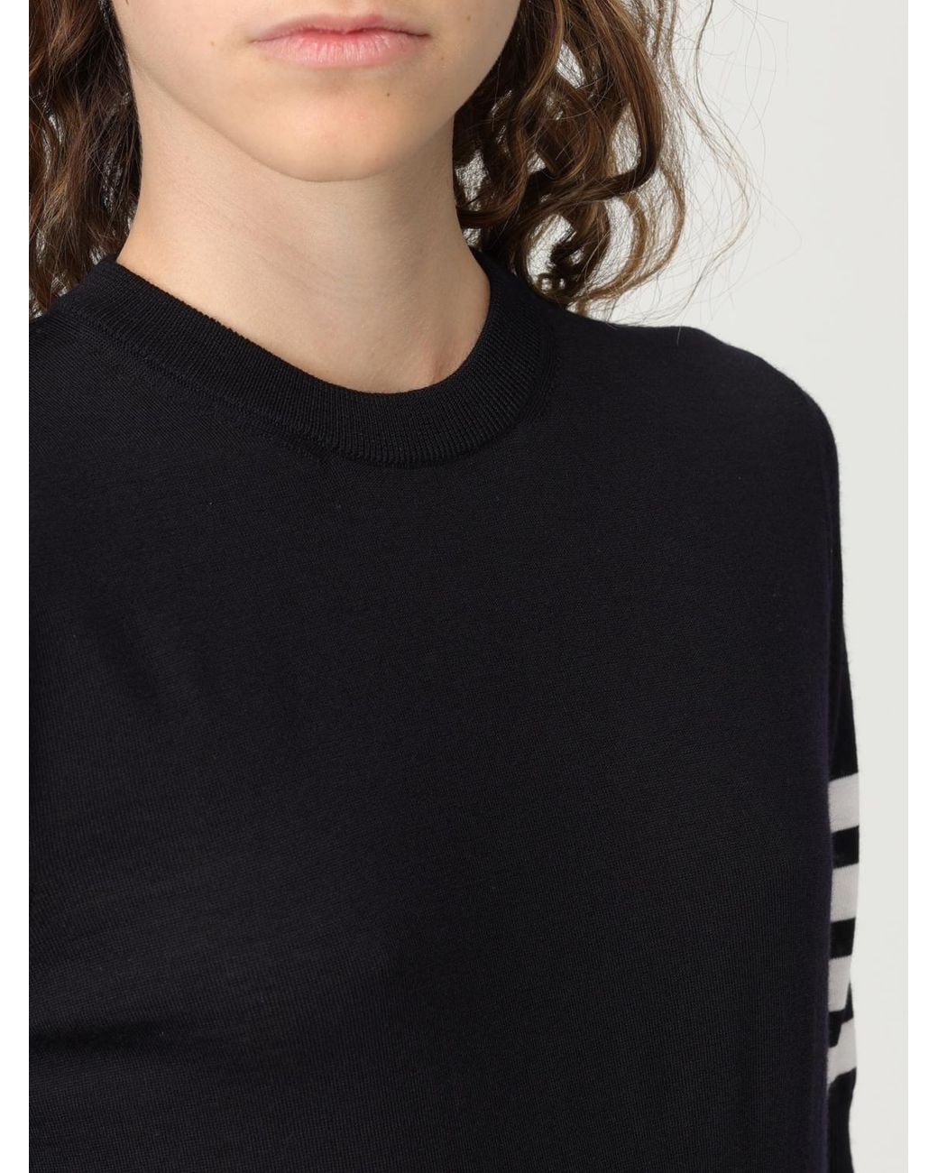 Thom Browne Black Wool Crewneck Sweater With 4-Bar Stripe