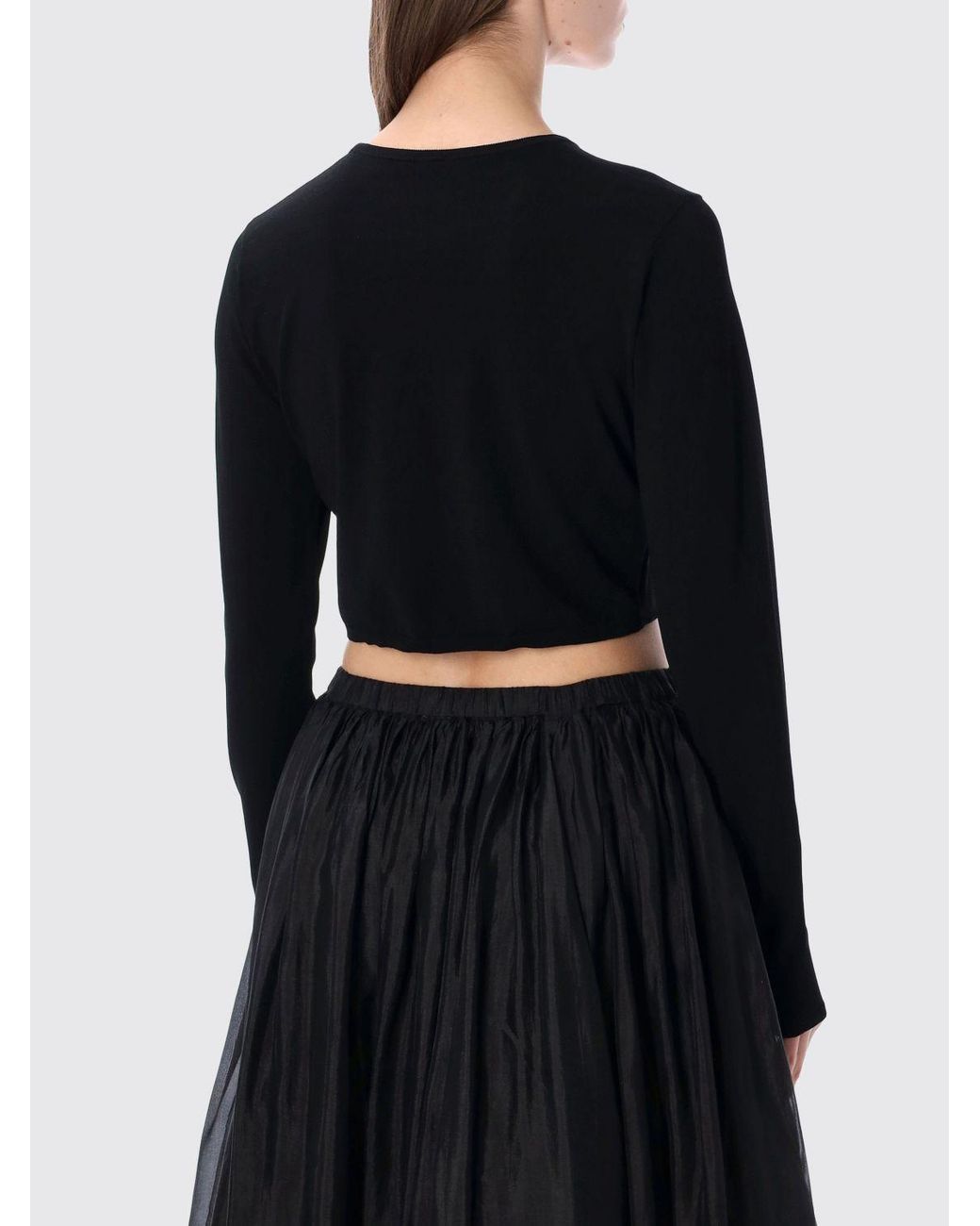 THE GARMENT Black Cropped Stretch Viscose Blend Top