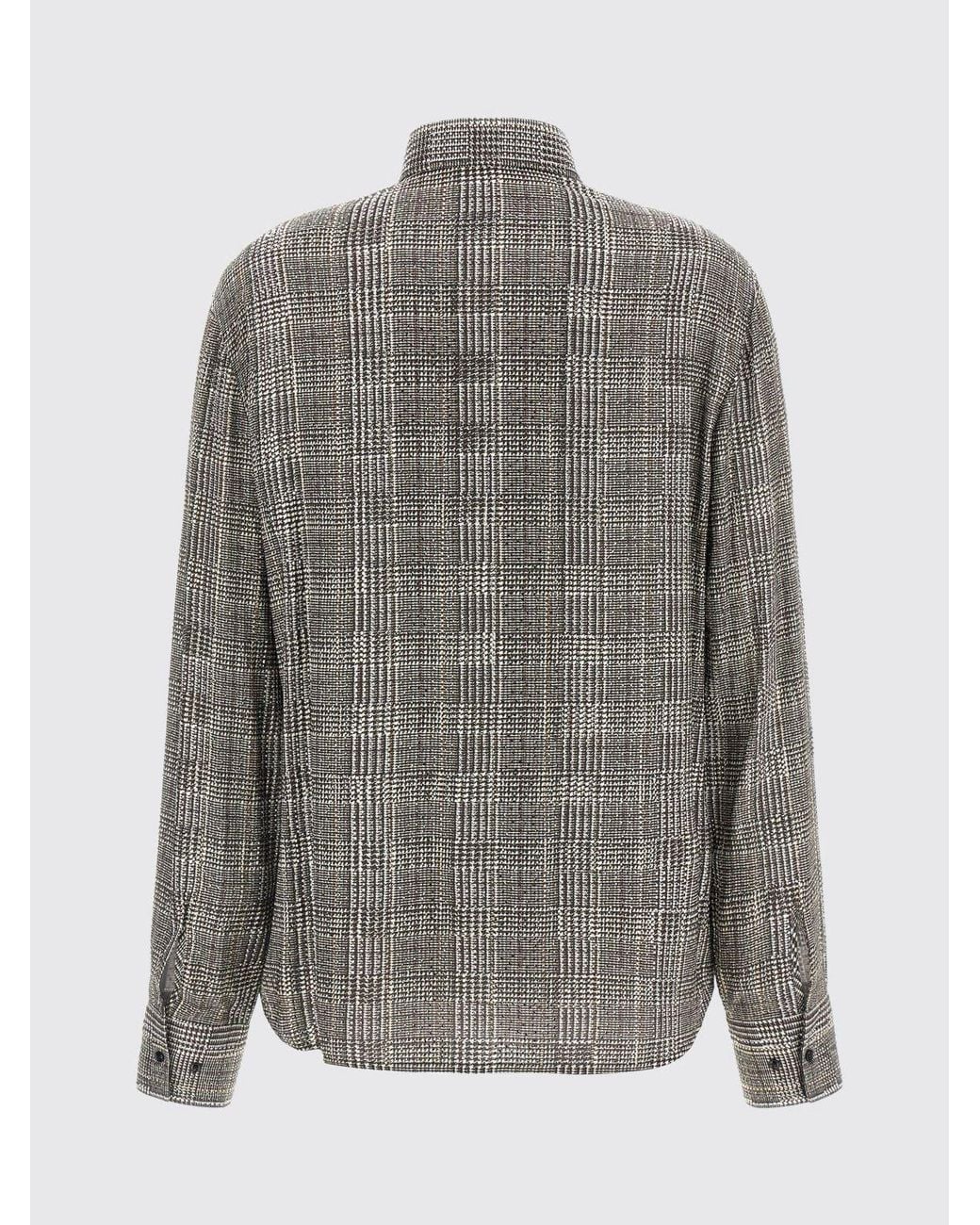 Ermanno Scervino Gray Prince Of Wales Print Viscose Shirt With French Collar